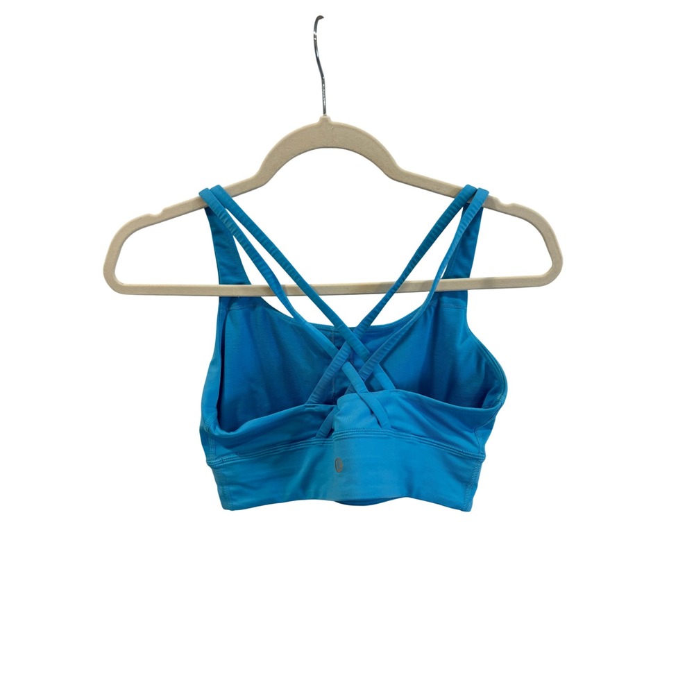 Lululemon Free Energy Longline Bra Blue Strappy Back Yoga Gym Top